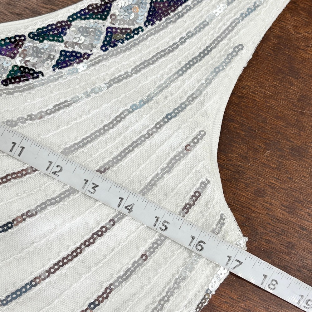 1920s Gatsby Flapper Dress Small Sequin Beaded Fringe Capelet Headpiece Jazz Age - Picture 11 of 14